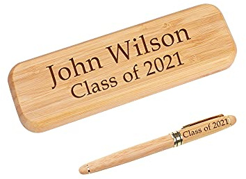 Dinikally Benutzerdefinierte personalisierte gravierte Kugelschreiber mit Fall Holzstift Abschlussgeschenk für Schüler Lehrer (sty1)