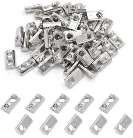 Qjaiune 50Pcs M5 Spring T Nut 2020 Extrusion Slot 6mm Nickel Plated