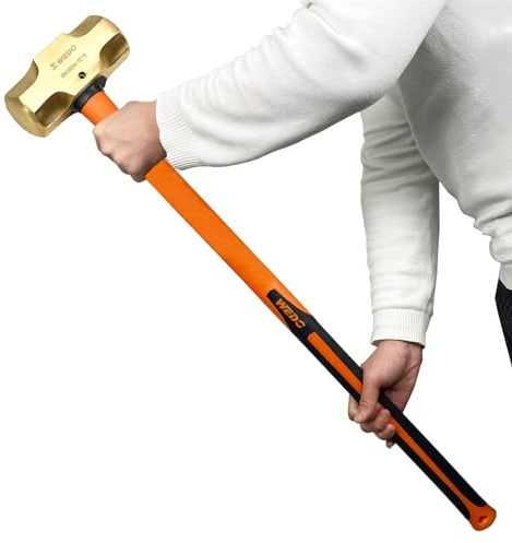 WEDO Masse avec manche en fibre de verre, 4500g et 900 mm de longueur,Idéal pour la construction,Marteau mécanicien en laiton,résistante à la corrosion,Forgé