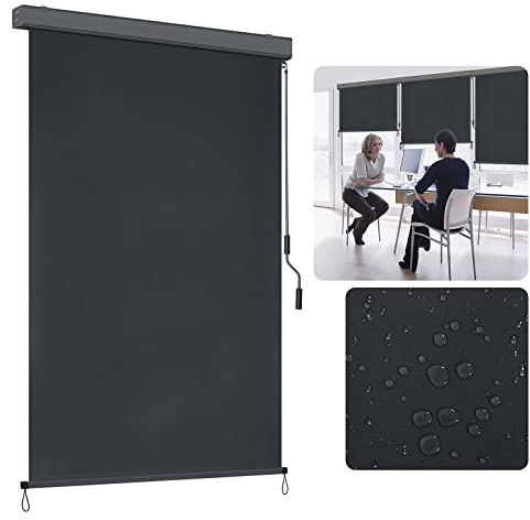 ACXIN Tenda a rullo allungabile, con meccanismo a manovella, per balcone, sole e privacy, con manovella, per terrazza e balcone (160 x 250 cm, grigio scuro)