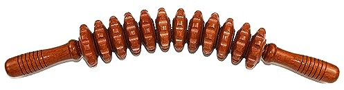 Faszienroll Holz,Massageroller mit Griff, Rücken Massagegeräte Holz, Massage Roller, Faszienstab Holz für Muskelentspannung, Körperformung, Gua Sha Massage,Anti Cellulite, Nacken,RüCken (Braun)