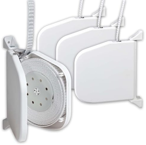 INOVATEC Rollladen Gurtwickler weiß aufklappbar Mini 5,5 m Gurtband Aufputz Schaniersystem [2 Stück, 4 Stück], Anzahl:4