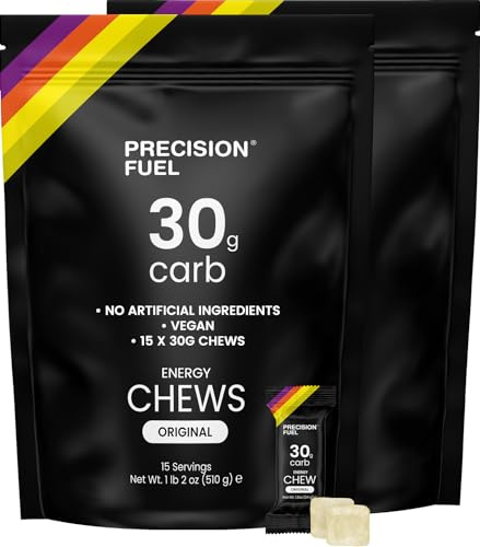 Precision Fuel 30 Energy Chews - Carb, Lightweight Snack for Endurance Sports, 30g Carbs per Serving, Ideal for Running & Cycling, No Artificial Ingredients - Original Flavour (30 x 34g Chews)