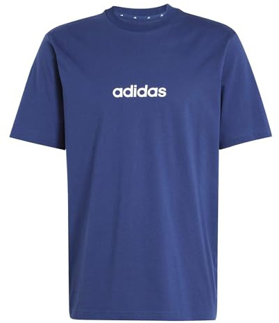 adidas Herren Essentials Linear Single Jersey Shirt, Dark Blue/White, XL