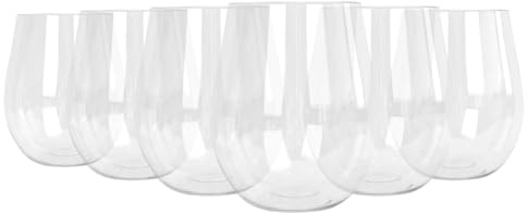 Argon Tableware Reusable Plastic Glasses - 600ml - Pack of 6 - Stemless Wine Glasses - Clear Cocktail Champagne Tumbler Drinking Cups for Garden, Parties, Weddings, BBQ and Picnic