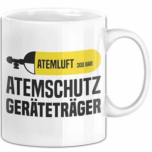 Feuerwehr Tasse Geschenkidee Atemschutz Feuerwehrmann Geräteträger Geschenk (Weiß)