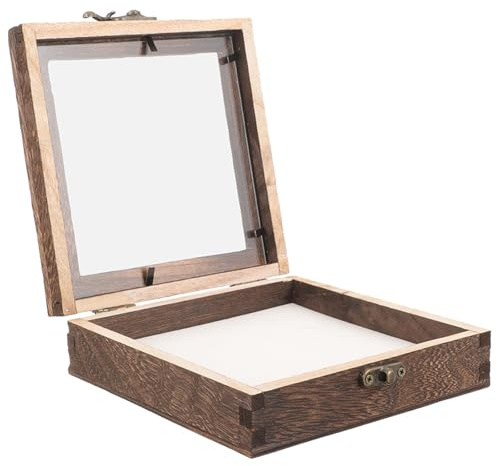 MUSISALY Holzvitrine 10X10X1.89 Zoll Insektenvitrine Mit Transparentem Deckel Leichte Proben-Ausstellungsbox Für Insekten Trockenblumen Schmuck Und Sammlungen Zur Aufbewahrung Und Präsentation