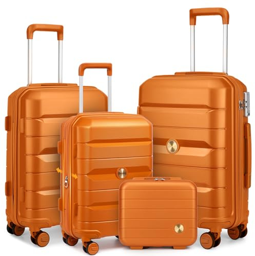 Sea choice Set Valise 3 de Voyage 20/24/28'' PP Rigide Bagage Trolley avec 4 Roues Doubles et Verrouillage TSA et Vanity, 55cm Bagages Cabine Extensible
