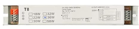OVARIA Lampada Alimentatori 220-240V AC 2x36W Ampio Voltaggio T8 Alimentatore Elettronico Fluorescente Balastro