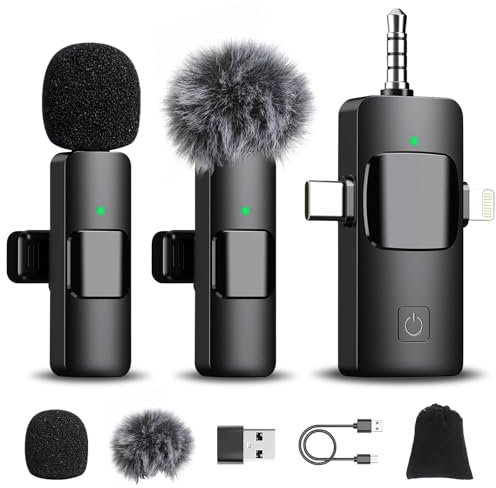 Romon Micrófono Inalámbrico Solapa para iPhone/iPad/Android/Ordenador, Mini Inalambrico Microfono Solapa para Movil, Reducción de Ruido, Portátil Micrófono para Grabación de Video Live Stream