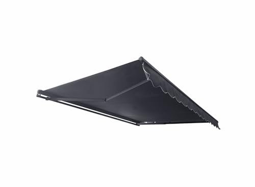 INT400 INTELROLL Half Cassette Retractable Awnings for Patio, Garden, Shop Front- 4m x 3m / 13’1″ x 9’10” - ELECTRIC with Remote Control- Frame Grey- Fabric PU Grey Polyester