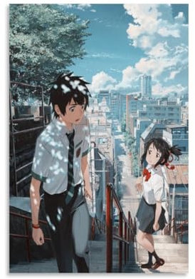 Póster de película de anime Kimi No Na Wa Your Name Póster Pintura Decorativa Lienzo Arte de Pared Salón Póster Dormitorio Pintura, Arte de Pared Impresión de Imagen Moderna Decoración de Habitación