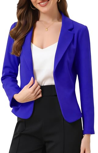Allegra K Mujer Blazer de Negocios Frente Abierto Informal Trabajo Chaqueta de Traje Corto Azul Real S