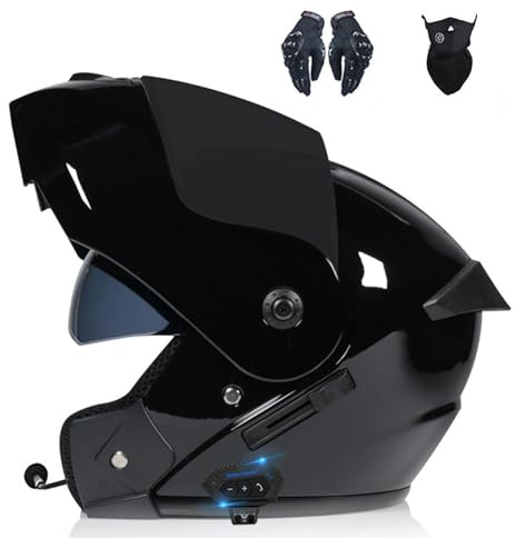 ZHANGXIO Casque de Moto modulaire Bluetooth intégral Rabattable avec Double visière antibuée pour Hommes et Femmes Adultes homologué ECE