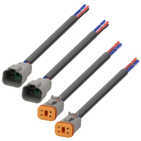 XMSJSIY Kit connettore DT a 4 pin impermeabile maschio e femmina DT cablaggio cinghia 4 pin cavo pigtail 16 AWG 4 filo auto spina elettrica per auto camion barche nebbia luci LED lampade da lavoro