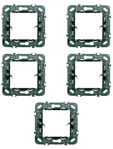 5 soportes 2 módulos/lugares, compatible con Vimar Plana, caja redonda 502, fabricado en plástico de alta calidad, 100% compatible con las placas y módulos originales