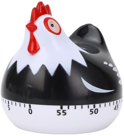 Chicken Kitchen Timers for Cooking, Cute Shape 60min Mechanical Cooking Timer Chicken Timer Egg Timer Wind up Timer Food Timer Kitchen for Cooking Baking (Black)