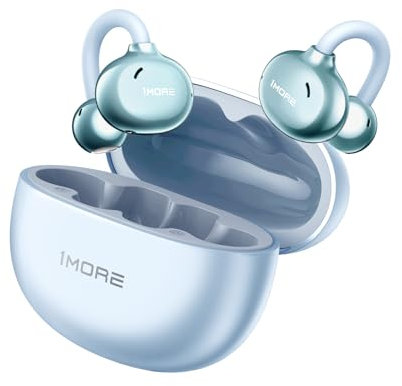 1MORE S20 Cuffie Wireless, Open Ear Auricolari Dual-Core Bluetooth 5.4, ENC 4 Microfoni, 30 Ore di Riproduzione, Hi-Res Stereo Audio, Resistenza acqua IPX5, Cuffie Conduzione Ossea (Blu)