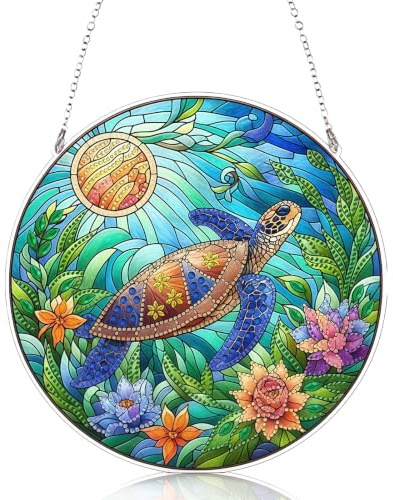 Zamety Diamond Painting Schildkröte, Diamond Painting Anhänger mit Kette | 5D Diamant Türkranz Kinder Erwachsene Diamantmalerei Hängende Ornament für Fenster Wand Deko