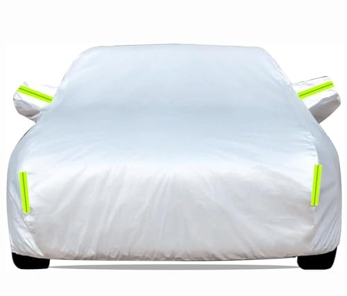 Auto Abdeckplane Wasserdicht für VW Polo (2016-2019) Silber Autoabdeckung Outdoor mit Reißverschluss,Allwetter gegen Schnee,Regen,UV-Strahlen,Staub,Kratzer Autoplane mit Reflektionsstreifen