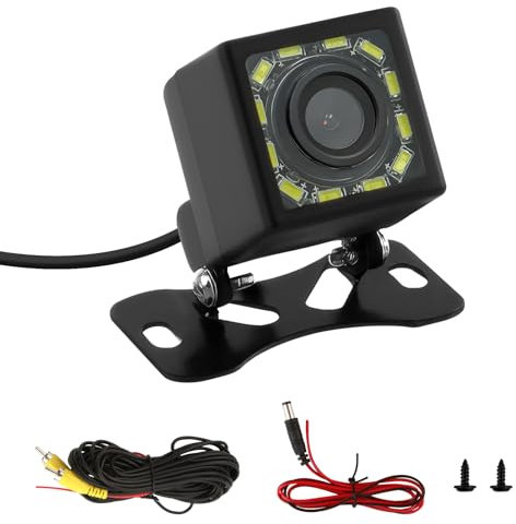 Telecamera di Retromarcia HD 1080P con Visione Notturna LED 12 luci, 170° Grandangolare, Impermeabile IP67 per Auto, SUV, Furgoneta e Camion - Telecamera Posteriore per Parcheggio e Sicurezza