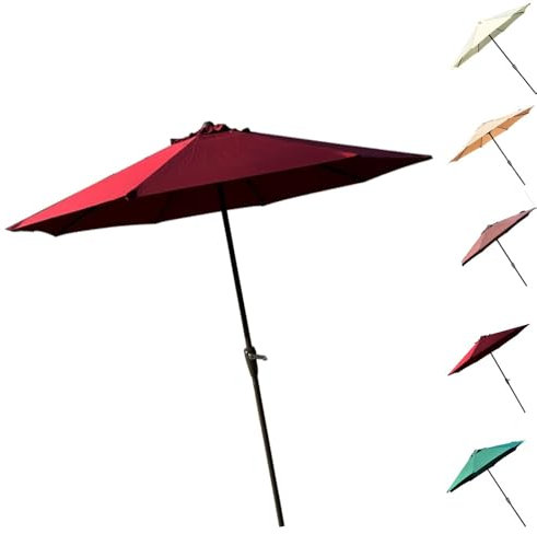 MACAGGTNTU 2.2m 2.7m Parasol De Jardin Beige Parasol De Terrasse avec Protection UV Extérieur Parasol pour Plage, Marché, Cour, Piscine, Terrasse(Burgundy,2.2m/7.2ft)