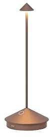 Zafferano, Pina Lampe, lampe de table rechargeable et sans fil avec contrôle tactile, adaptée pour l’intérieur et l’extérieur, variateur, 2200-3000 K, hauteur 29 cm, couleur bronze.