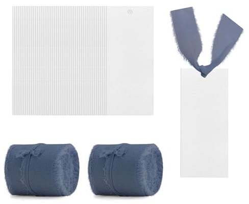 Modixun Paquete de 50 tarjetas de lugar con nombre para mesa, tarjetas de nombre de boda en blanco con 2 rollos de cinta de gasa, letreros de asiento reservado, etiquetas de regalo para cena, fiesta