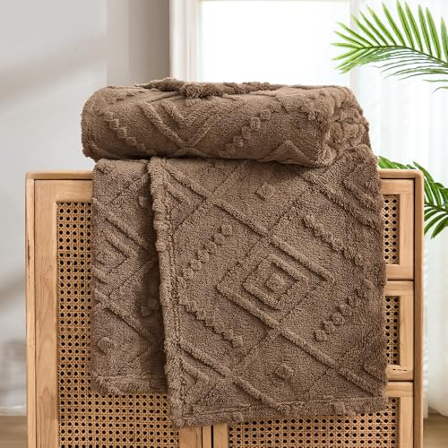 WONGS BEDDING Kuscheldecke Flauschig Decke Wohndecke 220x240 Warme Fleecedecke Weiche Sofadecke Couchdecke für Bett Sofa Büro Mädchen, Braun