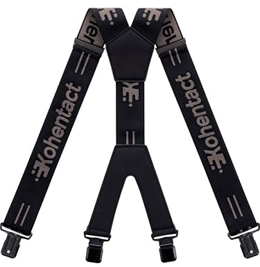 Kohentact Men’s Industrial Strength Work Suspenders 2-Inch Wide X-Back Heavy Duty Braces with 4 Strong Metal Clips, Elastic Adjustable, Unisex for Dress Pants, Work Trousers, Motorcycle Pants