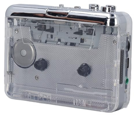 Vintage Kassettenspieler, Tragbarer Retro Kassettenspieler Mit Auto-Reverse, 3,5 Mm Aux-Buchse, Transparenter Kassetten Mp3 Konverter Für Laptop Cd Graveur