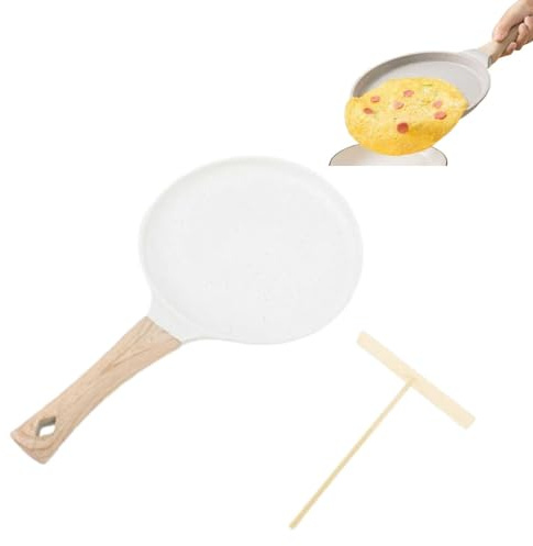 Kukyller Padella antiaderente per crêpe, padella Dosa con spatola per pancake, padella piatta Tawa, piastra in lega di alluminio per la casa
