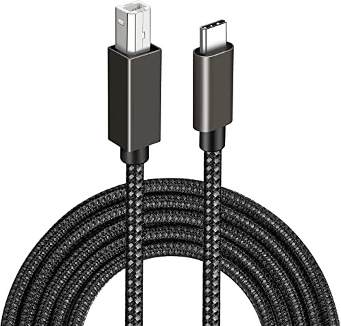 USB C zu USB B MIDI Kabel, MIDI Interface Kabel USB C für Keyboard Controller Synthesizer E-Piano E-Drums DJ-Controller, Echtzeit Übertragung Kompatibel mit Windows macOS Linux Tablets Smartphones, 2M
