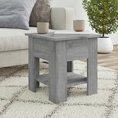 Teenpull Couchtisch Grau Sonoma 40x40x42 cm, Holzwerkstoff Beistelltisch mit Ablage, Moderner Wohnzimmertisch für Bücher Zeitschriften, Praktischer Kaffeetisch