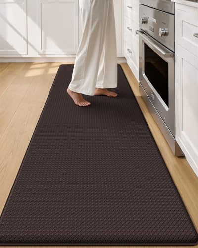 Color G köksmatta framtill på diskbänken, PVC-löpare vattentät, lång halkfri och oljebeständig passagematta (60 x 240 cm, Brun)