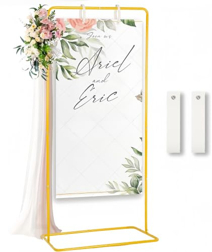 VINCIGANT Verstellbare Hochzeitsschild-Halter 175 cm Höhe mit 2 Lederriemen | Breiter Stabiler Metallsockel für Halloween Dekorationen, Hochzeiten, Geschäftsveranstaltungen, Plakatpräsentationen, Party