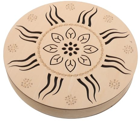 FUNOMOCYA Instrumento de Disco de Lluvia Étnico de 8 Sonidos Relajantes del Océano y Agua Portátil y Ligero para Meditación Yoga y Relajación al Aire Libre Diseño Hoja Decorativo para