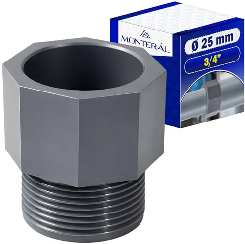 Manguito PVC Ø25 mm Hembra Encolar 3/4” Rosca Macho Racor PVC Tubo Presión | Garantía de 10 Años - MONTERAL