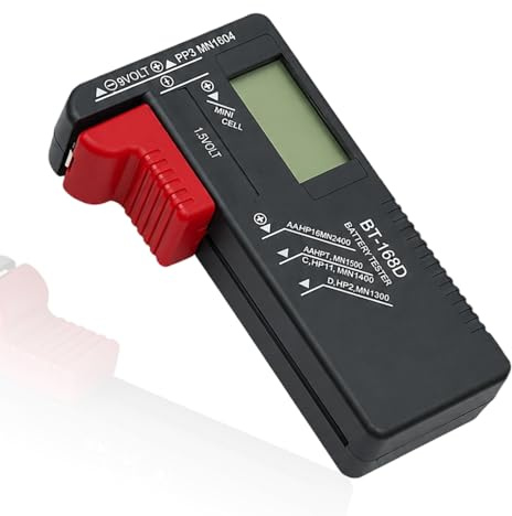 Analogue Battery Tester, Universal Battery Tester for AA AAA C D 9V and 1.5V Button Cell Batteries, Portable AA Tester, Easy-to-Read Display, No Power Source Required