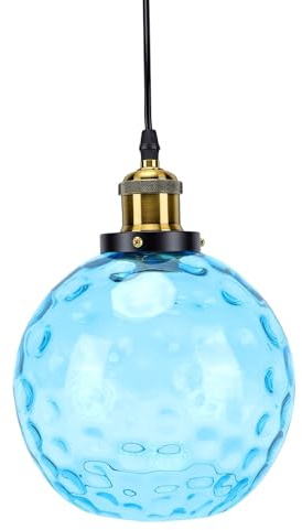 Garosa Pendelljus Glas Konstnärlig Glasskärm Hög Transparens Handgjord Water Wave Glas Hammered Texture 1 Meter Justerbar Hängande Tråd Universal Glödlampssockel för Matplatsentréer (Exkluderar