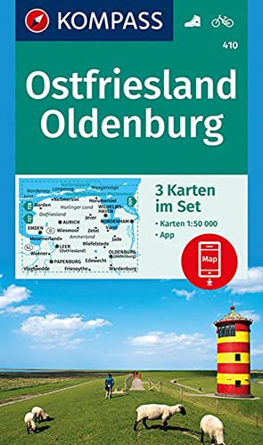 KOMPASS Wanderkarten-Set 410 Ostfriesland, Oldenburg (3 Karten) 1:50.000: inklusive Karte zur offline Verwendung in der KOMPASS-App. Fahrradfahren.