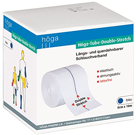Höga Tube Double Stretch längs und querdehnbarer Schlauchverband blau 8 cm x 10 m