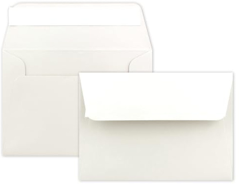75x Brief-Umschläge B6 - Naturweiß - 12,5 x 17,5 cm - Haftklebung 120 g/m² - breite edle Verschluss-Lasche - hochwertige Einladungs-Umschläge