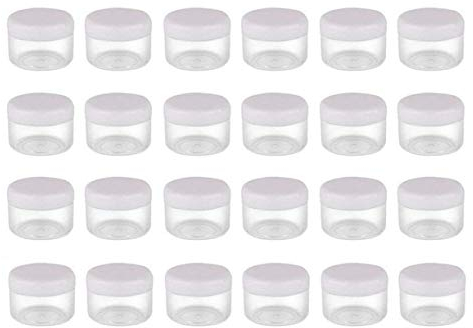 24 pcs 10 g Vide en Plastique Transparent Cosmétique conteneurs Pot bocaux Cases Voyage Bouteilles avec Bouchon à vis Blanc pour Maquillage Fard à paupières Ongles Baume à lèvres
