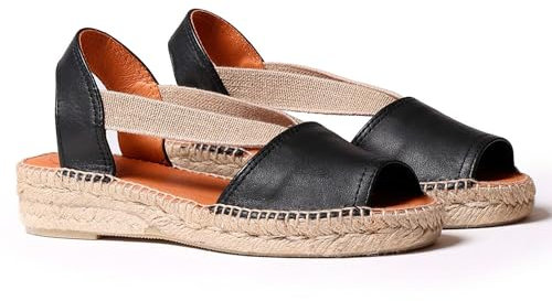 Toni Pons Damen Espadrille aus Leder - ETNA - Schwarz, 40 EU