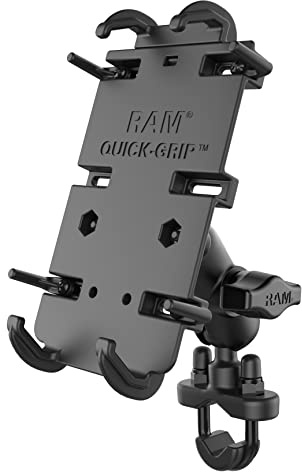 RAM MOUNTS Quick-Grip XL Phone Mount with Handlebar U-Bolt Base, B Size 1 Ball Short Arm, Motorcycle, ATV/UTV & Bike Mount RAM-B-149Z-A-PD4U