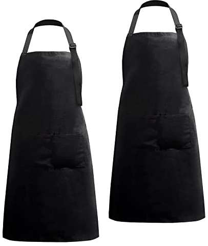 Schürze,Kochschürze,Latzschürze verstellbarem Nackenband 2pcs