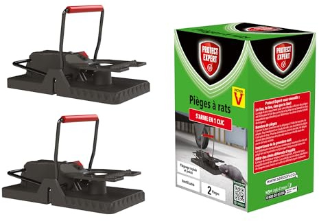 PROTECT EXPERT Lot de 2 Tapettes Plastiques à Rats | Installation & Armement Facile - Réutilisable - Piégeage Rapide & Précis - RATRAP2