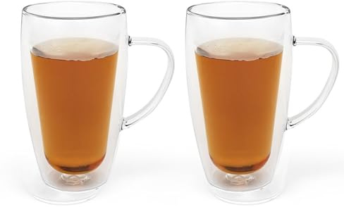 Dubbelväggig latte macchiato-kaffeglas, set med 2 delar