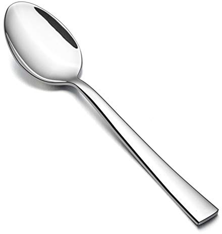 Dinner Spoons Set of 12, E-far 7.9 Inch Stainless Steel Soup Spoons Tablespoons for Home, Kitchen or Restaurant, Non-toxic & Mirror Polished, Squared Edge & Dishwasher Safe
